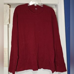Uniqlo Men's Deep Red Long Sleeve Tee Sz L